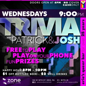 TRIVIA WEDNESDAY - with Patrick and Josh and Brittany TRIVIA WEDNESDAY - with Patrick and Josh and Brittany
