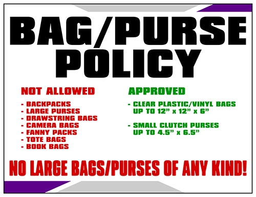 Zone Dance Club Bag Policy